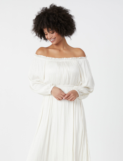 Bcbgmaxazria Womens Ruffled Off The Shoulder Maxi Dress In White