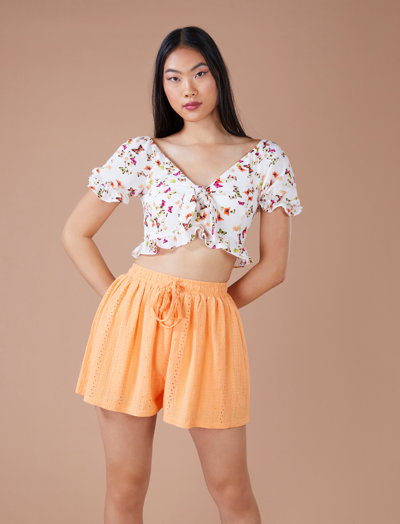 Bcbgeneration Knot Front Crop Top In Flying Butterflies