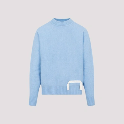 Jacquemus Grosgrain Knitted Sweater In Blue