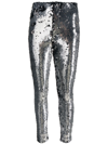 Isabel Marant Black And Silver Madilio Sequinned Leggings In Metallic