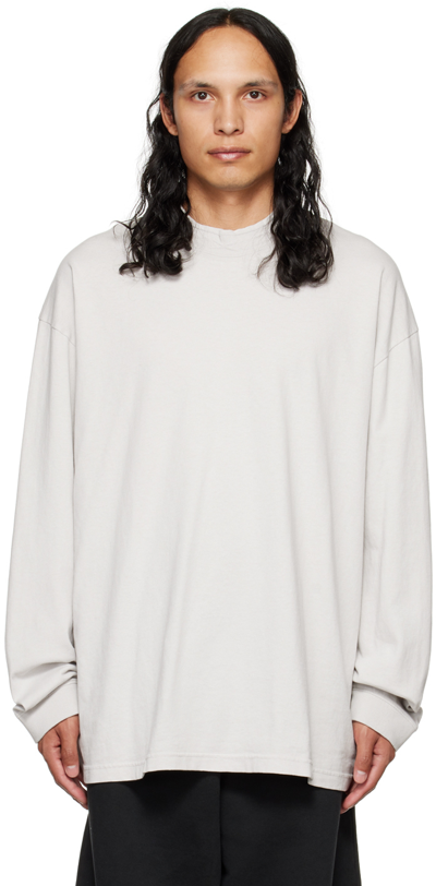 Acne Studios Gray Embossed T-shirt In Aeh Cold White