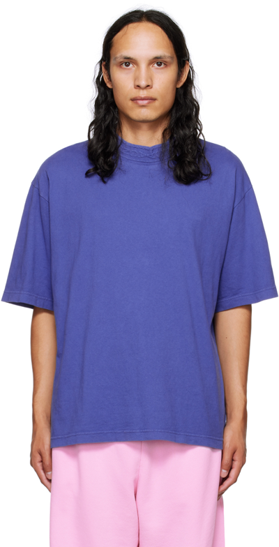 Acne Studios Blue Embossed T-shirt In Bce Sea Blue
