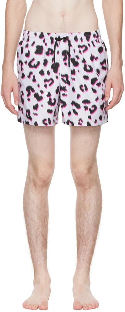 Dries Van Noten Men's Phibbs Animal-print Swim Shorts In Ecru