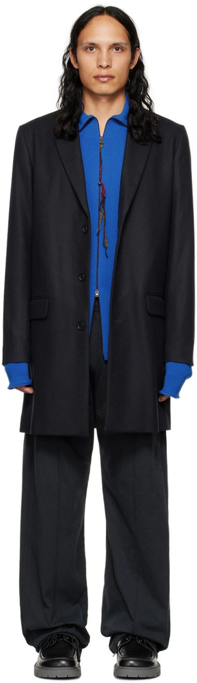 Apc Navy Visconti Coat In Iah Dark Blue