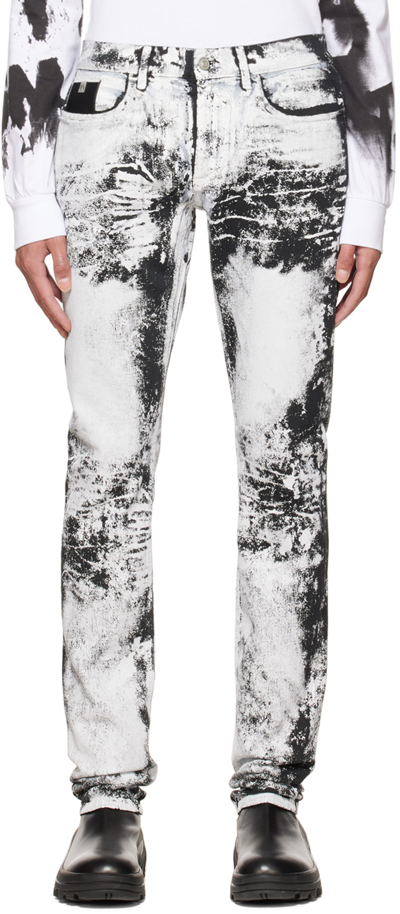 Alyx Bleached Effect Five-pocket Skinny Jeans In Black,white