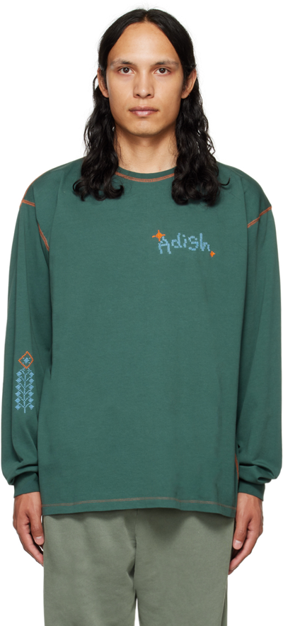 Adish Green Tatreez Embroidered Long Sleeve T-shirt