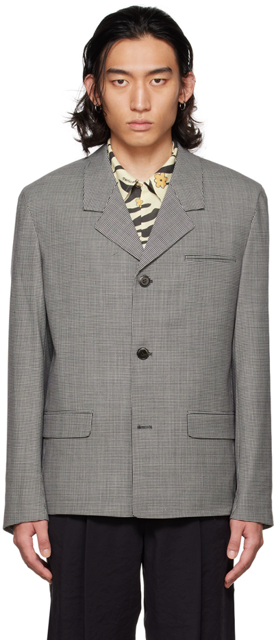 Nanushka Miles Doppelreihiger Blazer Aus Jacquard Mit Hahnentrittmuster In Schwarz