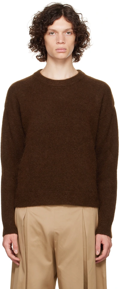 Sage Nation Brown Cut-out Sleeve Knitted Sweater