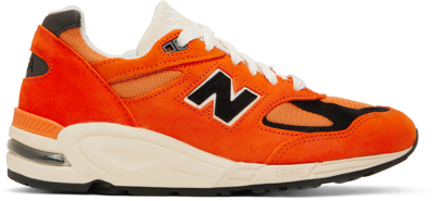 New Balance Teddy Santis 990v2 Mesh And Suede Sneakers In Orange