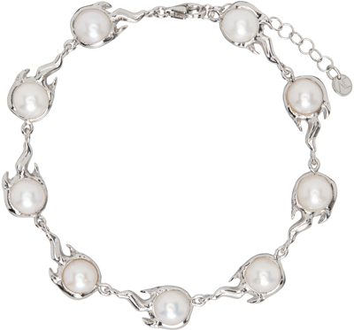 Alan Crocetti Ssense Exclusive Silver Pearl In Heat Bracelet In Rhodium Vermeil