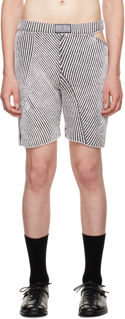 Lgn Louis Gabriel Nouchi Black & White Cutout Shorts In Black 001 White 002