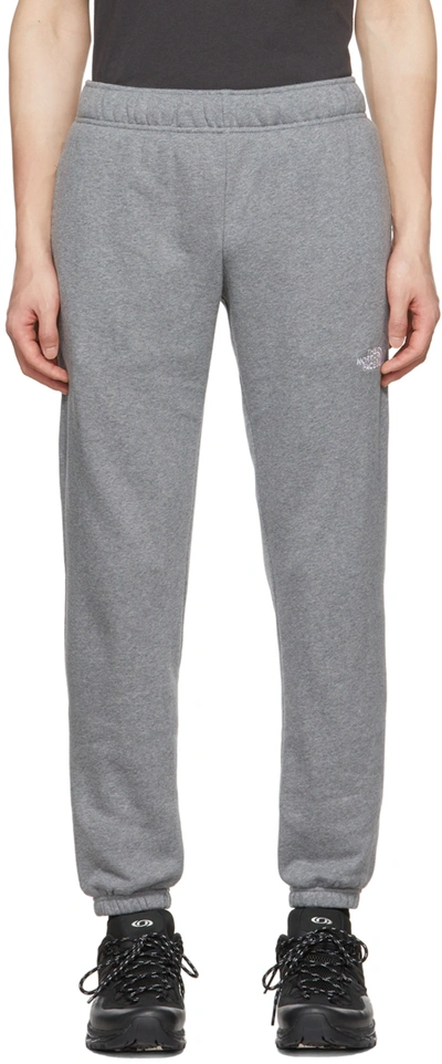 The North Face Gray Embroidered Lounge Pants In Dyy Tnf Medium Grey