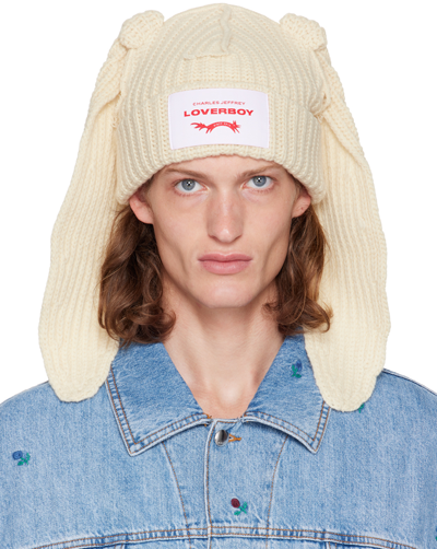 Charles Jeffrey Loverboy Off-white Chunky Rabbit Beanie In Ecru 