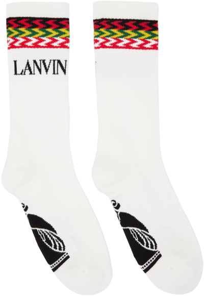 Lanvin Logo Calf-length Socks In White