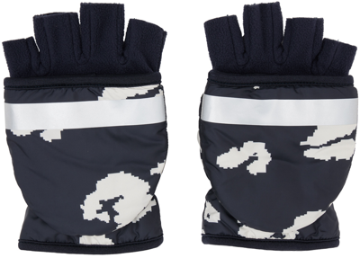 Undercover Navy Graphic Print Gloves In Navy Base