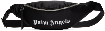 Palm Angels Black Zip Pouch In Black White