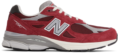 New Balance Made In Usa 990v3 Suede And Mesh Trainers In Red,grey