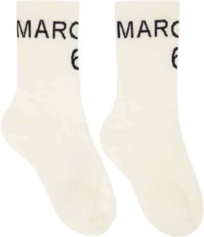 Mm6 Maison Margiela Embroidered-logo Ribbed Socks In White
