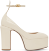 Valentino Tan-go 155 Platform Pumps In Patent Leather In I16 Light Ivory