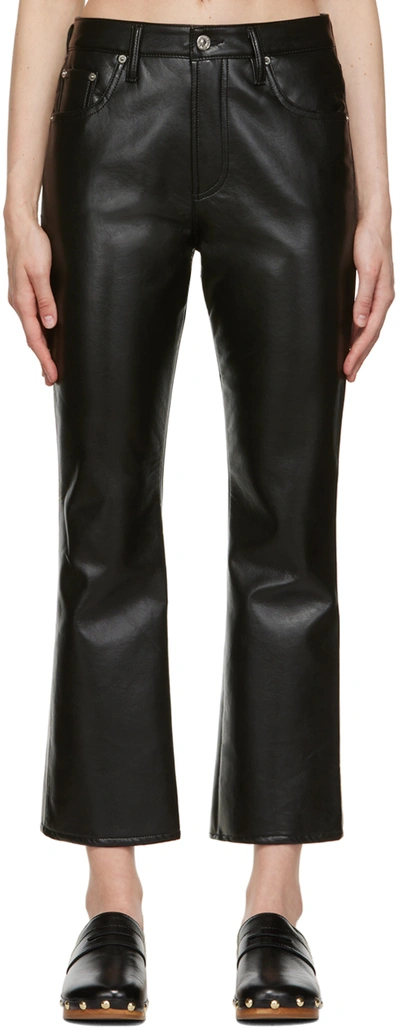 Citizens Of Humanity Isola Leather Bootcut Ankle Pants In Black