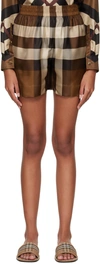 BURBERRY BROWN EXAGGERATED CHECK SHORTS