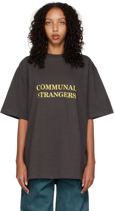 Song For The Mute Black 'communal Strangers' T-shirt In Wbk Washed Black