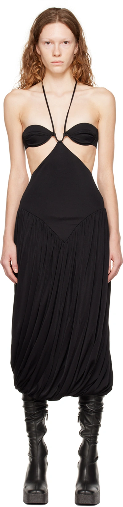 STELLA MCCARTNEY BLACK HALTER MIDI DRESS