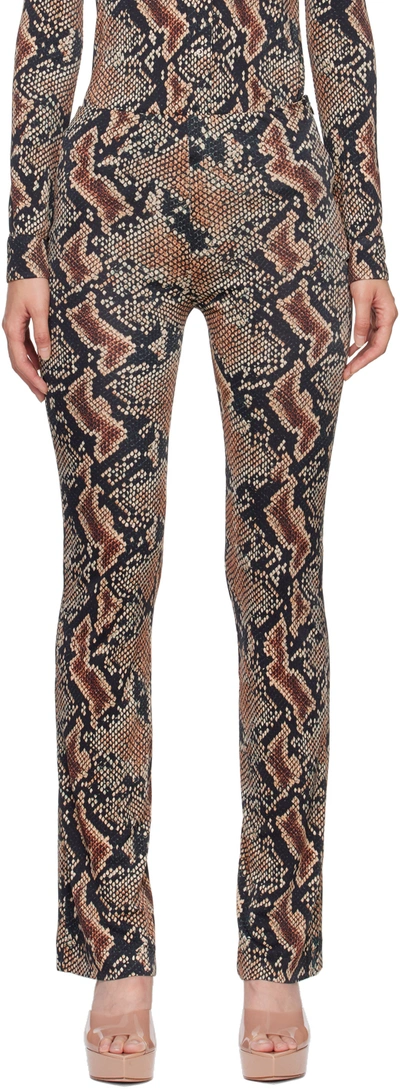 Atlein Black Snake Print Trousers In C0924 Snake Print Na