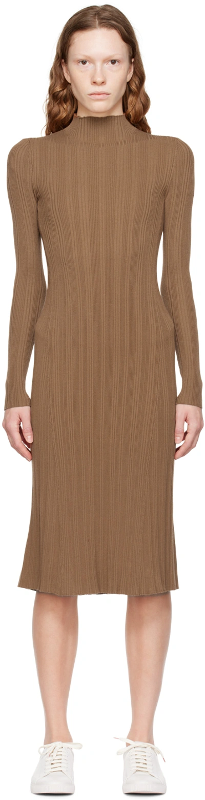 Hugo Boss Brown Sharima Midi Dress In 210 Medium Brown