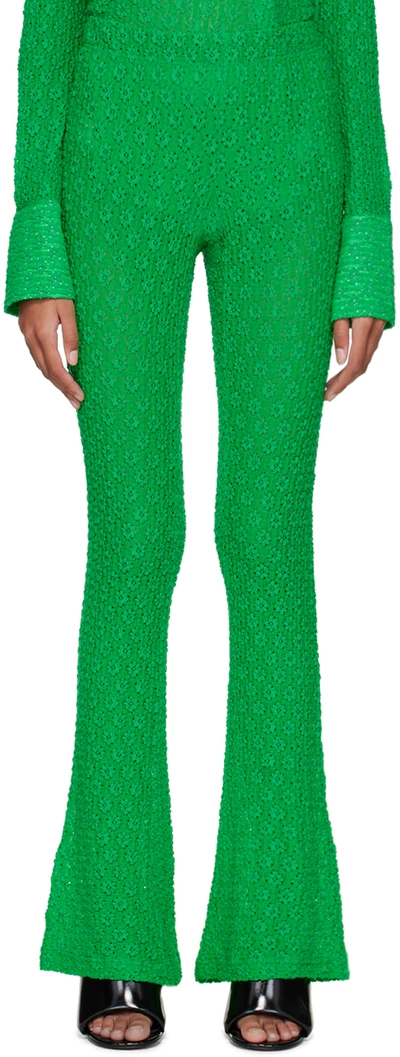 Song For The Mute Green Slim Flared Trousers In Grn Green