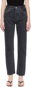 Agolde Kelly High-rise Straight-leg Organic Jeans In Black