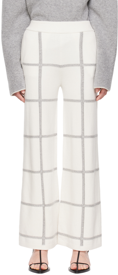 Joseph Off-white Check Lounge Pants In Ivory Combo