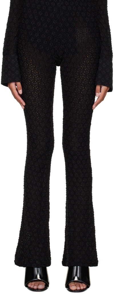 Song For The Mute Black Slim Flared Trousers In Blk Black
