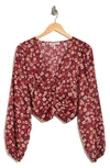 Bcbgeneration Floral Long Sleeve Crop Blouse In Astract Floral