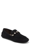 Stuart Weitzman Allpearls Faux Pearl Studded Driving Loafer In Black