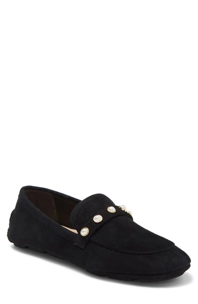Stuart Weitzman Allpearls Faux Pearl Studded Driving Loafer In Black