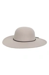 Nine West Faux Suede Vegan Leather Braided Tie Floppy Hat In Grey