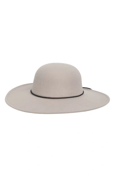 Nine West Faux Suede Vegan Leather Braided Tie Floppy Hat In Grey