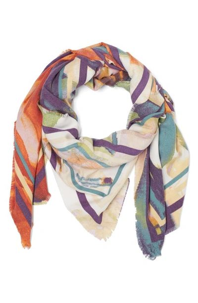 Vince Camuto Watercolor Floral Supersoft Wrap In Ivory