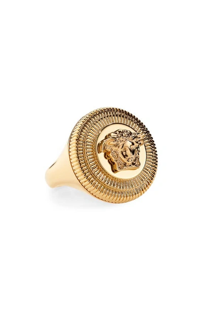 Versace Medusa Biggie Signet Ring In  Gold