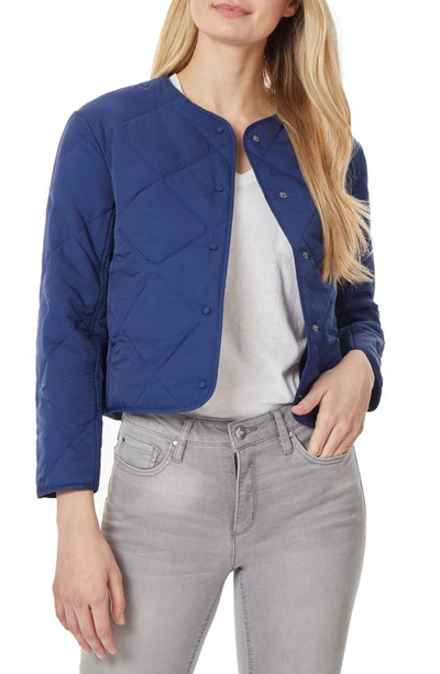Jones New York Collarless Quilted Jacket In Blue