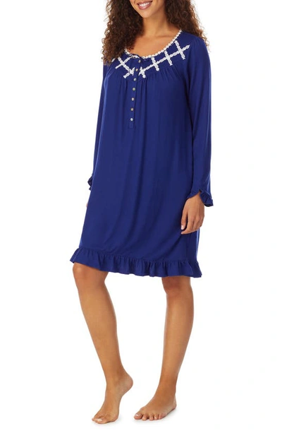 Eileen West Long Sleeve Nightgown In Indigo