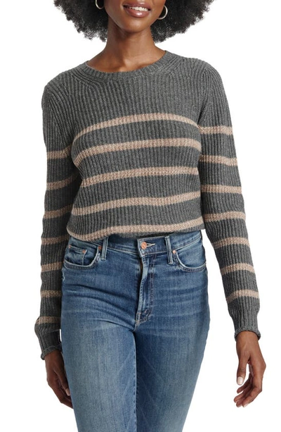 Splendid Gisela Ribbed Cashmere Sweater In Heather Charcoal Stripe