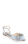 Badgley Mischka Sabina Satin Crystal-knot Ballerina Flats In Azure Blue