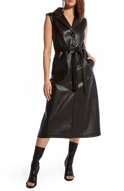 As By Df Lola Recycled Leather Midi Dress In Black