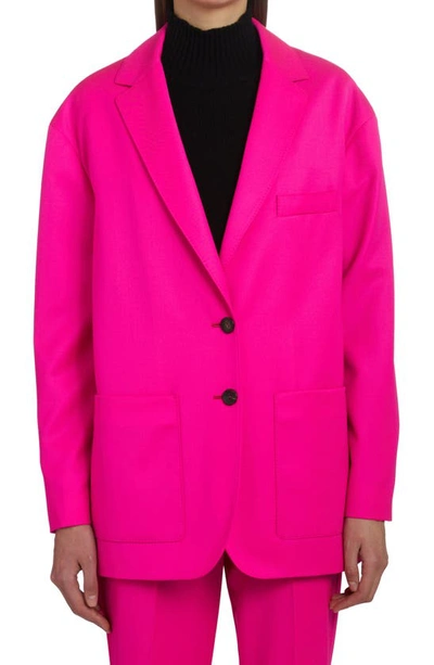 Agnona Single-breasted Wool Gabardine Blazer In Fuchsia