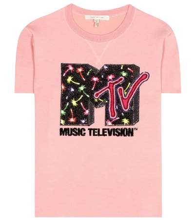 Marc Jacobs Sequined Mtv Short-sleeve Sweatshirt, Powder Pink