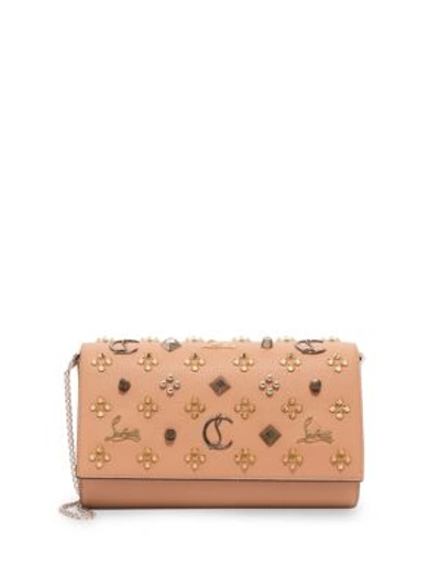 Christian Louboutin Paloma Fold-over Embellished Clutch Bag In Black