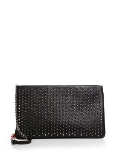 Christian Louboutin Loubiposh Studded Leather Clutch In Black