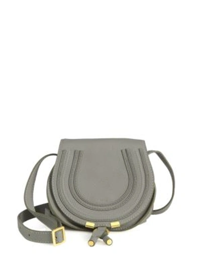 Gucci Small Marcie Leather Saddle Bag In Cashmere Grey